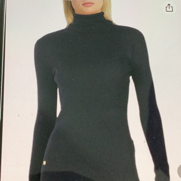 Petite Ribbed Turtleneck Sweater Navy - Picture 3 of 7